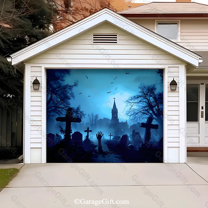 GarageGift-Grave-Rising-Halloween-garage-door-cover-Single-Door Grave Rising | Halloween Garage Door Cover - Image 1