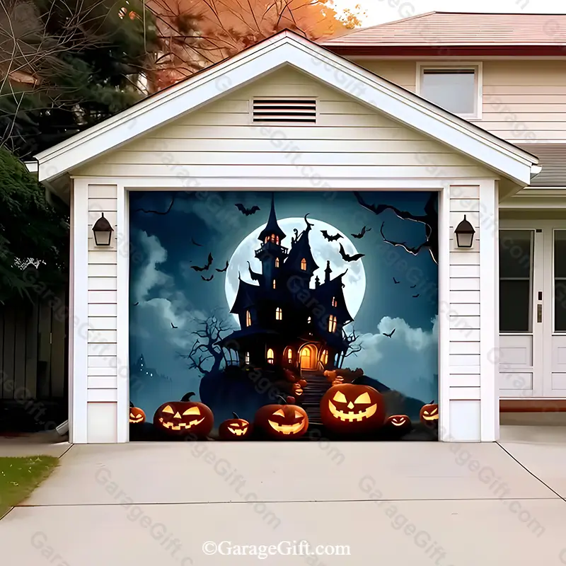 GarageGift-Haunted-House-Halloween-garage-door-cover-Single-Door Haunted House | Halloween Garage Door Cover - Image 1