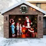 Santa With Kids | Christmas Garage Door Cover
