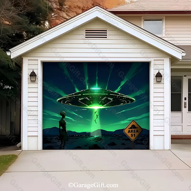 GarageGift-Alien-Abduction-Halloween-Garage-Door-Cover-Single-Door.webp Alien Abduction | Halloween Garage Door Cover - Image 1