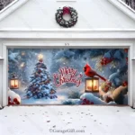 Cardinal's Christmas | Christmas Garage Door Cover - Image 2