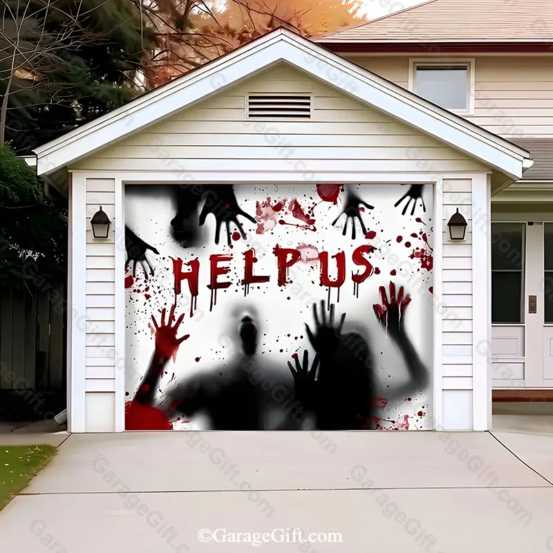 GarageGift-Help-Us-Halloween-garage-door-cover-Single-Door.webp Help Us! | Halloween Garage Door Cover - Image 1