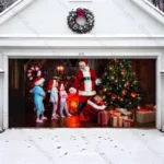 Santa With Kids | Christmas Garage Door Cover - Image 2