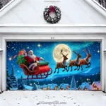Santa's Flight | Christmas Garage Door Cover - Image 2