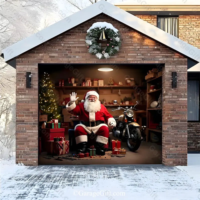 GarageGift-Santas-Workshop-Christmas-garage-door-cover-Single-Door.webp Santa's Workshop | Christmas Garage Door Cover - Image 1