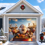 Santa Reindeers | Christmas Garage Door Cover