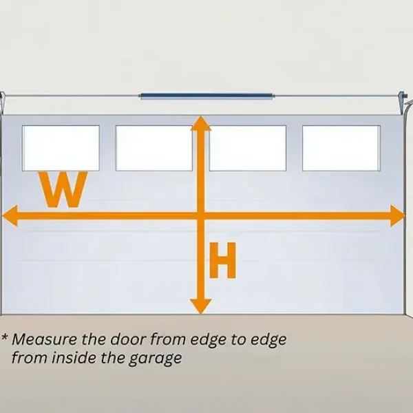 Measure the appropriate garage door cover inside the garage